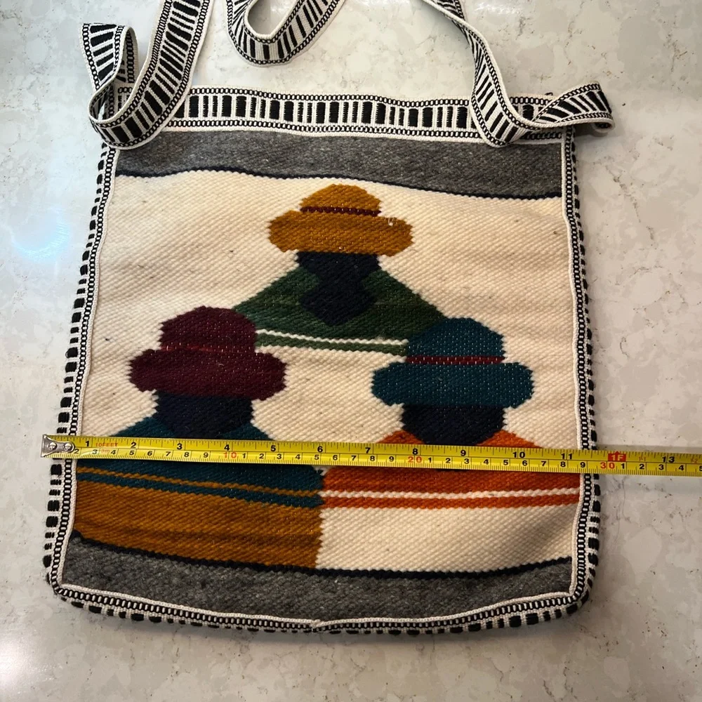Crossbody Bag Handmade Artisan Ecuador Wool Woven Multi Colored Purse Handbag